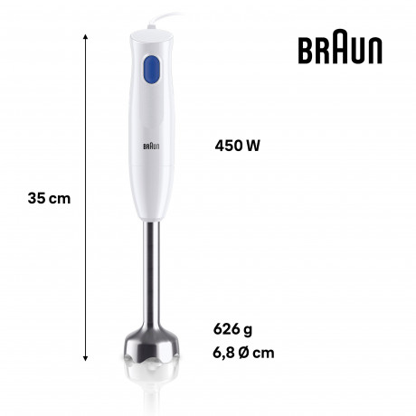 Braun Braun Stabmixer MQ10.202M WH MultiQuick 1, 450 W  Погружной блендер Braun MQ10.202M WH MultiQuick 1, 450 Вт
