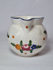 Кувшин винтажный Schramberg с ярким цветочным декором и синим кантом, керамика, Германия, 1950-60гг.