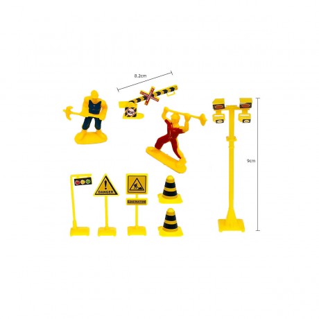 Debuy Verkehrsschilder fur Baufahrzeuge Zubehor fur Kranturme Beschilderung und Ornamente Plastic Pull Back Car Set Spielzeug Дорожные знаки для строительной техники