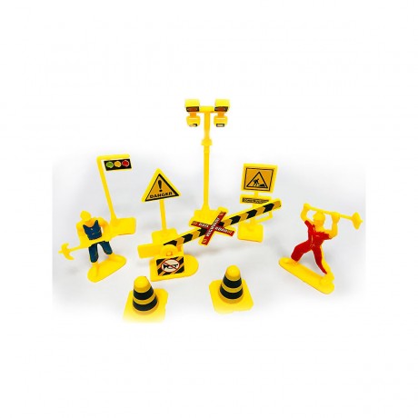 Debuy Verkehrsschilder fur Baufahrzeuge Zubehor fur Kranturme Beschilderung und Ornamente Plastic Pull Back Car Set Spielzeug Дорожные знаки для строительной техники