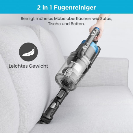 Eureka! Eureka! Akku-Hand-und Stielstaubsauger Ideal fur Hartboden, Teppiche, Tierhaare, 350,00 W, beutellos, mit LED-Beleuchtung 50 Min Laufzeit Handstaubsauger fur Haus Hartboden Эврика! Беспроводной ручной пылесос, идеально подходит для твердых полов,