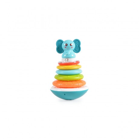 MONI Stapelringe HE0295 Elefant 7-teilige Stapelpyramide mit Musiktonen beim Stapeln Stapelspielzeug Кольца для штабелирования HE0295 Слон 7-элементная пирамида для штабелирования с музыкальными мелодиями.