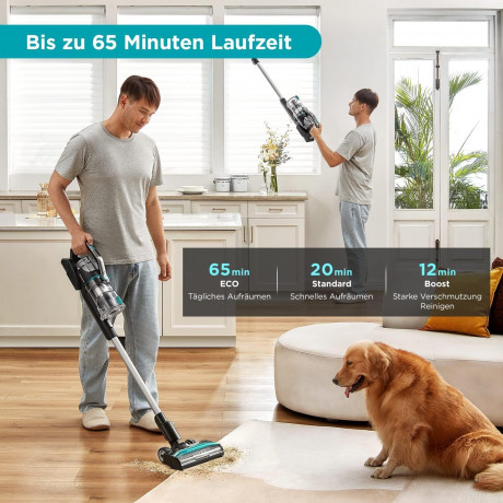 Eureka! Eureka! Akku-Hand-und Stielstaubsauger Ideal fur Hartboden, Teppiche, Tierhaare, 450,00 W, beutellos, 450W Tierstaubsauger: Stark, 60 Min Laufzeit, Touchscreen – Haare Эврика! Беспроводной ручной пылесос, идеально подходит для твердых полов, ковр