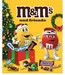 Mars M&amp;M's &amp; Friends Adventskalender, Адвент-календарь 2025, 24 сладких сюрприза, 38см × 45см, 361 грамм