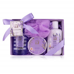 Accentra Shower Set Women Gift Set Lavender in Beautiful Gift Box Подарочный набор &quot;Лаванда&quot;  из 4 предметов с гелем для душа, лосьоном для тела, маслом для тела и сетчатой ​​губкой