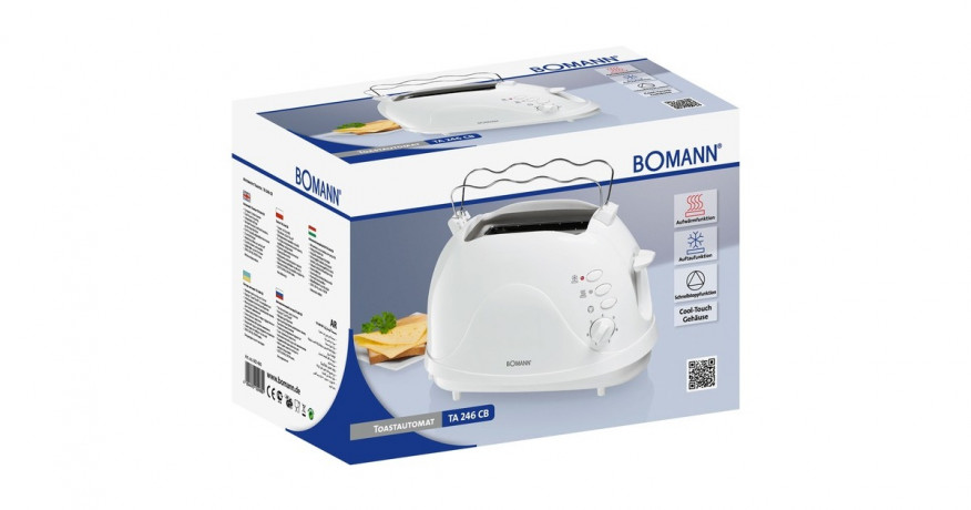 Bomann Bomann Toaster TA 246 CB weiss, 700 Watt, fur 2 Scheiben Toast weiss Тостер Bomann TA 246 CB белый, 700 Вт, на 2 ломтика тостов
