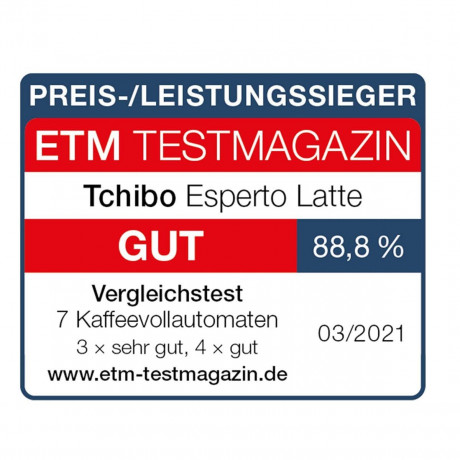 Tchibo Tchibo Kaffeevollautomat Esperto Latte fur Caffe Crema, Espresso, Cappuccino und Milchschaum, Intense+ -Technologie: fur starkeren Kaffee per Taste  Полностью автоматическая кофемашина Tchibo Esperto Latte для приготовления крема, эспрессо, капучин