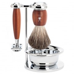 Muhle VIVO 4-tlg. Rasierset  Pflaumenholz Pinselkopf reines Dachshaar  ВИВО 4 шт. Набор для бритья, насадка из сливового дерева, чистая шерсть барсука