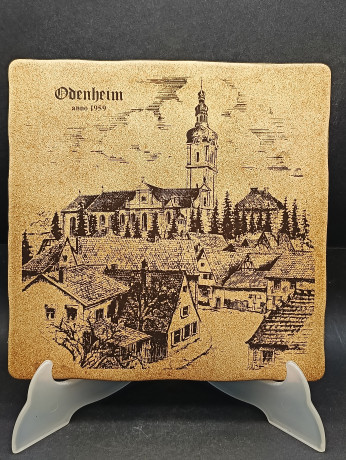 Панно винтажное "Оберхайм (1959)", керамика, 20 х 19.5 см, Италия, 1960-70гг.