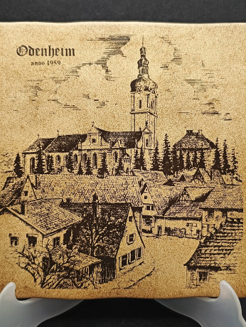 Панно винтажное "Оберхайм (1959)", керамика, 20 х 19.5 см, Италия, 1960-70гг.
