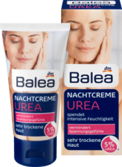 Balea Urea Nachtcreme, Балеа Ночной Крем для Лица с мочевиной 5%, маслом Ши и витамином E, 50 мл