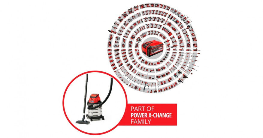 Einhell Einhell Nass-/Trockensauger TC-VC 18/20 Li S-Solo rot/silber, ohne Akku und Ladegerat  rot/silber Пылесос для влажной/сухой уборки Einhell TC-VC 18/20 Li S-Solo красный/серебристый, без аккумулятора и зарядного устройства