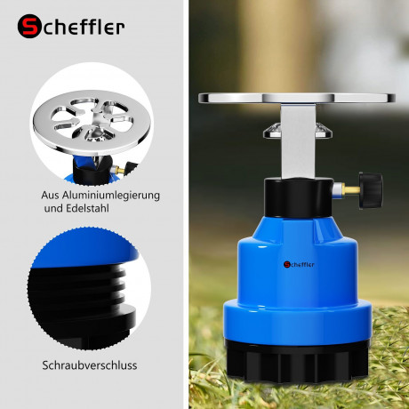 Scheffler Scheffler Gaskocher Campingkocher, Kartuschenkocher, Butangasbrenner 1-flammig, fur Camping, Picknic oder Wanderungen  Газовая плита Scheffler, походная плита, картриджная плита, газовая горелка на бутане, 1 пламя, для кемпинга, пикников или пох