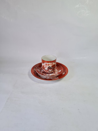 Чайное трио винтажное, фарфор с ярким декором в японском стиле, 8 x 6 см / 11 см / 15 см, Япония, 1960-70гг.