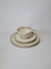 Johann Seltmann Vohenstrauß Bavaria Чайное трио белый фарфор с позолоченным узором, Германия, 1960-70гг.