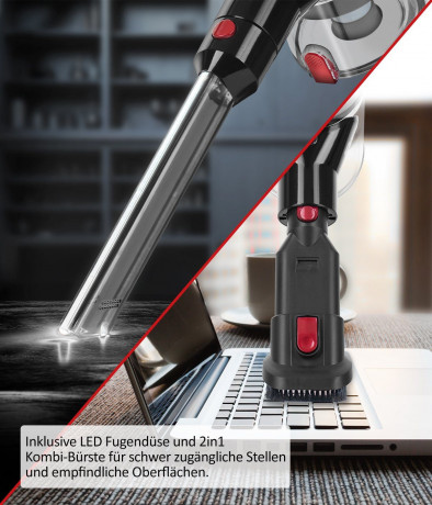 Genius Genius Akku-Hand-und Stielstaubsauger Invictus X9 Facelift Kabellos 20-tlg., Akkustaubsauger, 450,00 W, beutellos HEPA Filter, Aufbewahrungsstation mit Ladestation LED Burste Set AKKU bis zu 55 Min  Genius беспроводной ручной пылесос Invictus