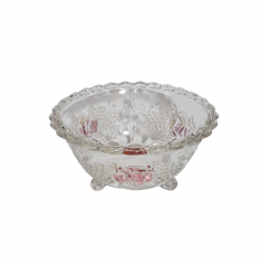 Фруктовница винтажная большая Walther Glas &quot;Роза&quot; на ножках, стекло, 21 см, Германия, 1970-80гг.