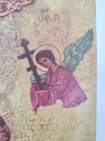 Картина винтажная "Богородица", дерево, ручная роспись, 21 x 27,5 см, Германия, 1960-70гг.