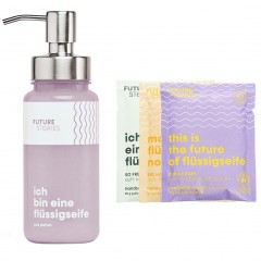 FUTURE STORIES Vorteilskit 3er Set Flussigseifen Pulver mit allen Sorten inkl. Pumpspender  Набор Advantage Kit из 3 жидких мыльных порошков всех типов, включая помповый дозатор.