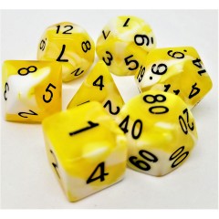 dice4friends 7-tlg. RPG Wurfelset: Racing Yellow\/White 7 шт. Набор игральных костей RPG: Racing Yellow/White