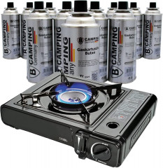 TronicXL TronicXL Gaskocher Campingkocher Camping Kocher Gaskocher mit Koffer + 15 Gasflaschen Set  Газовая плита TronicXL, походная плита, походная плита, газовая плита с футляром + набор из 15 газовых баллонов