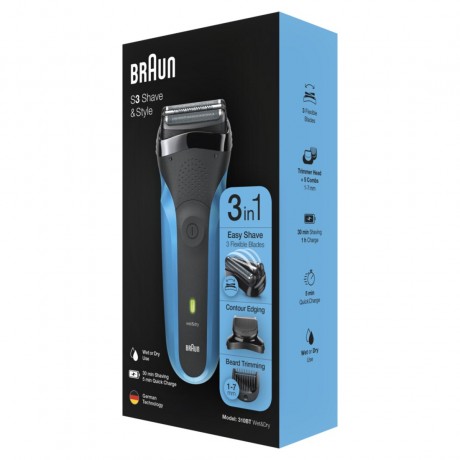 Braun Trimmer furs Gesicht quot;Series 3 310BTquot; in Schwarz und Blau  Триммер для лица &quot;Серия 3 310ВТ&quot; в черном и синем