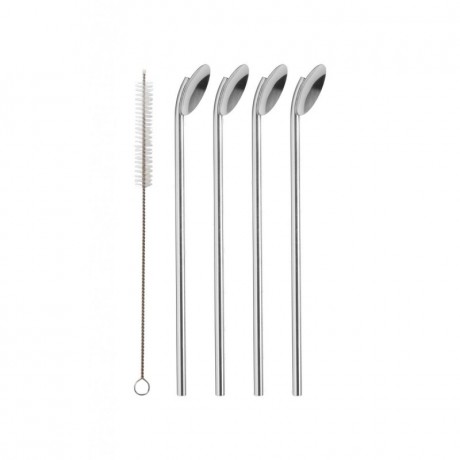 ASA SELECTION ASA Thermo Trinkloffel Edelstahl Set 4-tlg. inklusive Reinigungsburste l: 19,5 cm Набор термоложек для питья ASA из нержавеющей стали, 4 шт. включая чистящую щетку l: 19,5 см