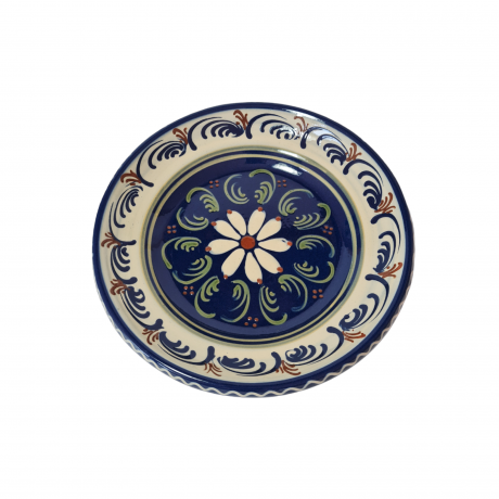 Тарелка декоративная Lehmann  Soufflernheim, керамика в темно-синих тонах, ручная роспись, 24,5 x 4,5 см, Германия, 1960-70гг.