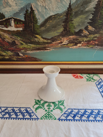 Tirschenreuth Белый фарфоровый подсвечник, 11см x 10,5см, Германия, 1970-80гг.