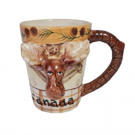 Кружка винтажная Amadeus Canada с головой лося, 2 шт., керамика, 13 см, Канада, 1980-90гг.