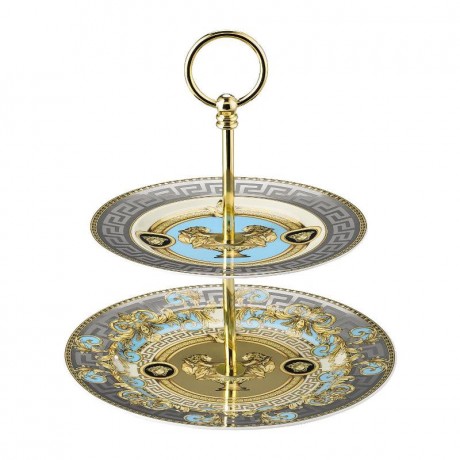 Rosenthal meets Versace Rosenthal Versace Prestige Gala Le Bleu Etagere klein 2-tlg. 18-22 cm Подставка для тортов Rosenthal Versace Prestige Gala Le Bleu малая 2 шт. 18-22см