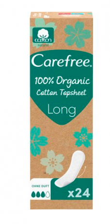 Carefree Slipeinlagen Organic Cotton Long 24 St, Карефри Ежедневные прокладки из органического хлопка Long 24шт, 10 упаковок (240 штук)