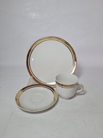 Кофейное трио винтажное Winterling Marktleuthen Bavaria, белый фарфор с позолоченным декором, 10 x 7 см / 14 см / 19,5 см, Германия, 1960-70гг.