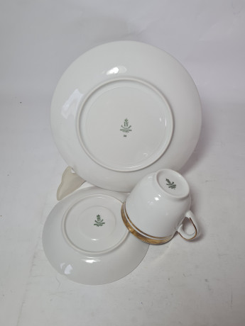 Кофейное трио винтажное Winterling Marktleuthen Bavaria, белый фарфор с позолоченным декором, 10 x 7 см / 14 см / 19,5 см, Германия, 1960-70гг.