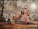 Картина-репродукция винтажная Alan Maley "Прогулка в парке", цифровая печать, в раме, 67 х 51.5 см, Германия, 1980-90гг.