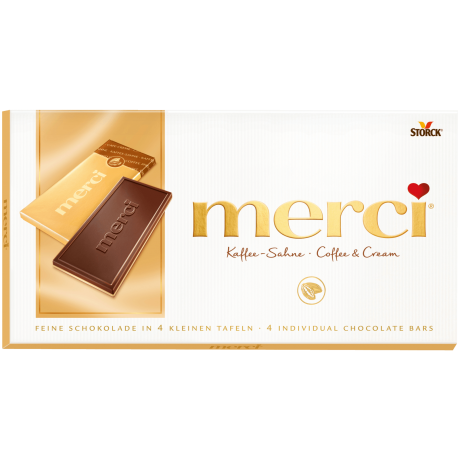 merci Tafel Kaffee-Sahne Шоколадные батончики с начинкой и белым шоколадом  100г