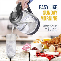 TRESKO TRESKO Wasserkocher 1,7 l 2200 W Glas Wasserkocher LED-Beleuchtung / BPA -frei, 1,7 l, 2200 W, / 360° Edelstahl Sockel / Abschaltautomatik / Filter Чайник TRESKO 1,7 л, 2200 Вт стеклянный чайник со светодиодной подсветкой / без BPA, 1,7 л, 2200 Вт