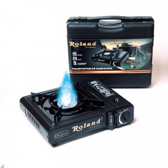Roland Germany Roland Germany Gaskocher Campingkocher, betrieben mit Butan Gasflaschen, (1-St), Lange Brenndauer, Tragbar, inkl. Tragekoffer, stabiles Gehause  Походная газовая плита Roland Germany, работает от баллонов с бутановым газом (1 шт.), длительн