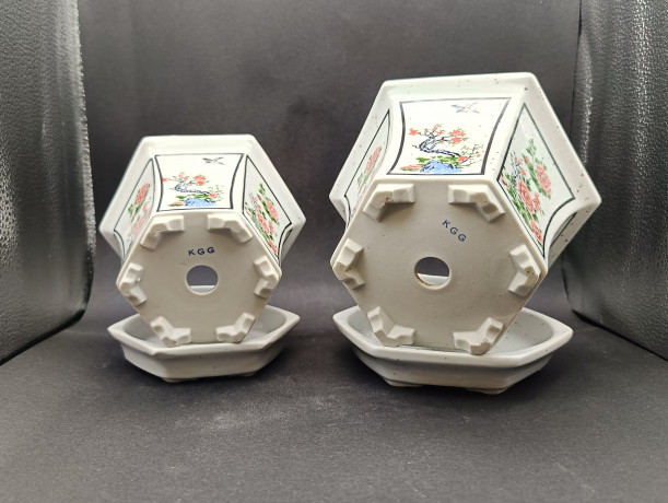 Цветочные горшки винтажные KGG в китайском стиле, фарфор, 2 шт., 18 и 14 см, Германия, 1970-80гг.