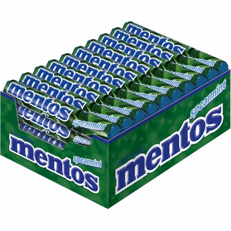 Mentos Chewy Dragees Spearmint Ментос жевательные конфеты с мятой 40 шт. по 38 г, Коробка