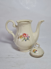 Чайник винтажный Bareuther Bavaria с цветочным декором и позолотой, фарфор, 20 см, Германия, 1960-70гг.