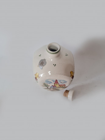 Ulmer Keramik Винтажный керамический кувшин с пробкой "Пейзажи", ручная роспись, 18см x 10см, Германия, 1960-70гг.