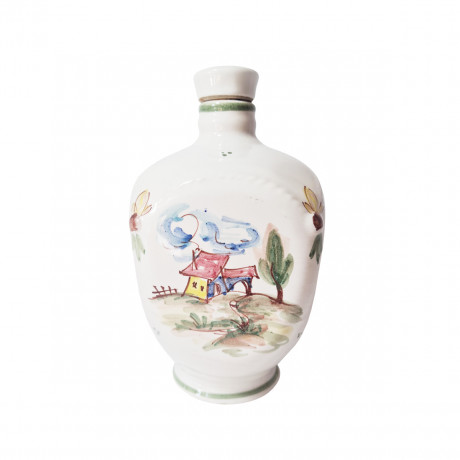 Ulmer Keramik Винтажный керамический кувшин с пробкой "Пейзажи", ручная роспись, 18см x 10см, Германия, 1960-70гг.