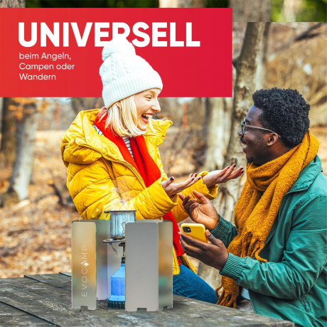 EVOCAMP EVOCAMP Gaskocher Windschutz fur Gaskocher, Spirituskocher Outdoor mit Tasche Защита от ветра газовой плиты EVOCAMP для газовых плит, спиртовых плит на открытом воздухе с сумкой