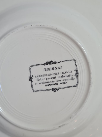 Тарелки декоративные винтажные Sarreguemines France / Obernai, H.Loux с изображениями сельской жизни, керамика, 5 шт., Франция, 1960-70гг.