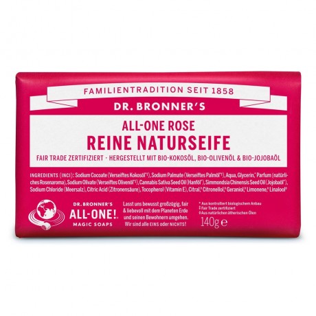 Dr. Bronner's Rose All-One Reine Naturseife 140g  Роза универсальное чистое натуральное мыло 140г