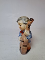 Винтажная фарфоровая фигурка  &quot;Музыкант с контрабасом&quot;, 5см x 9см, Япония, 1960-70гг. 