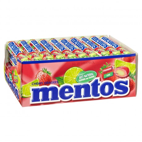 Mentos Chewy Dragees Frucht Ментос жевательные конфеты 14 шт. по 38 г, Фрукты, Коробка 40 шт. x 14 шт.