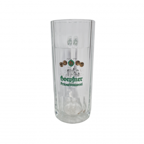 Немецкая пивная кружка винтажная Hoepfner (частная пивоварня), 0.4 л., стекло, 17.5 см, Германия, 1980-90гг.