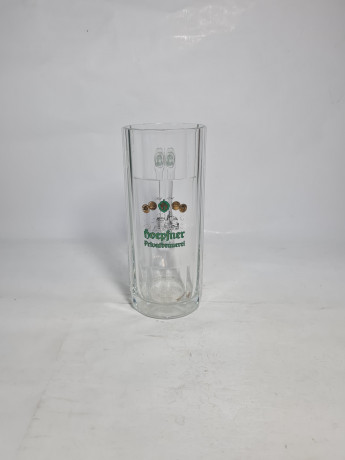 Немецкая пивная кружка винтажная Hoepfner (частная пивоварня), 0.4 л., стекло, 17.5 см, Германия, 1980-90гг.